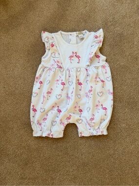 Kissy Kissy Girl Flamingo Romper - size 0-3 months, NWOT